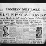 1929年10月24日《布鲁克林每日鹰报》头版头条：“华尔街恐慌，股市崩盘”（Wall St. In Panic As Stocks Crash），标志着大萧条的开始。